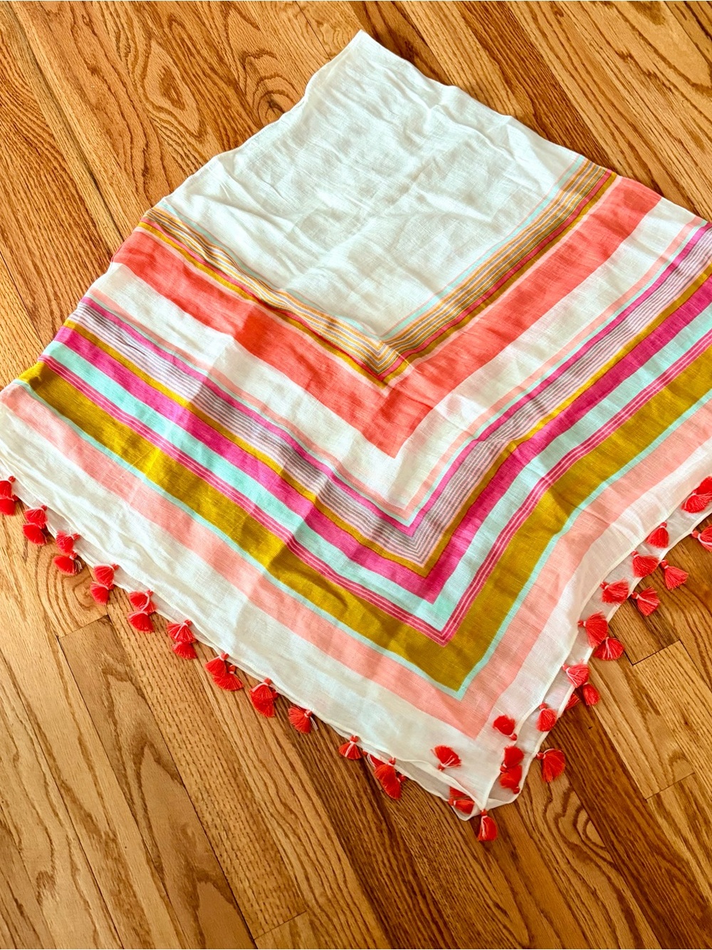 Spartina 449 NWT Multicolor Striped Linen Poncho Tassel Trim - Picture 10 of 10